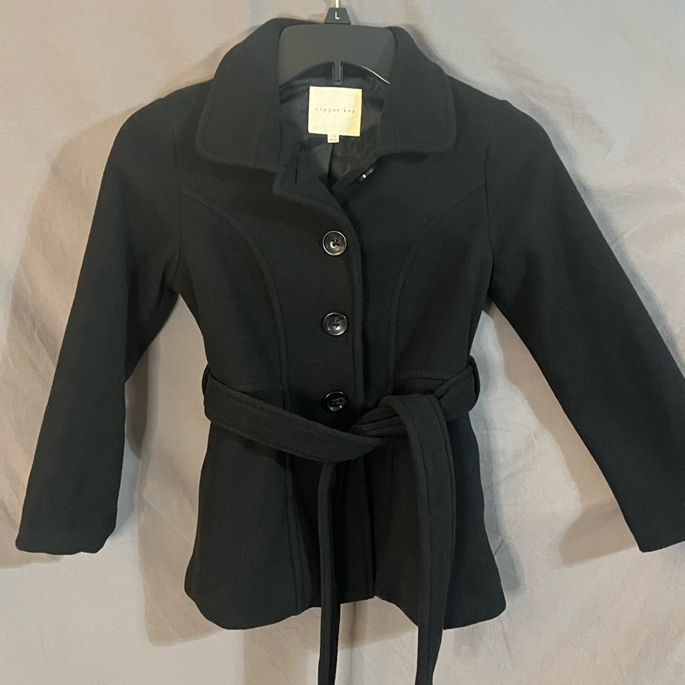 Copper Key Black Girl’s Pea Coat